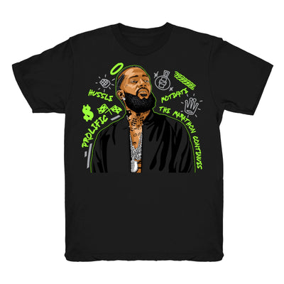 Youth 6 Electric Green shirt | Nipsey Forever Fly - Retro 6 Electric Green / Black tee shirts