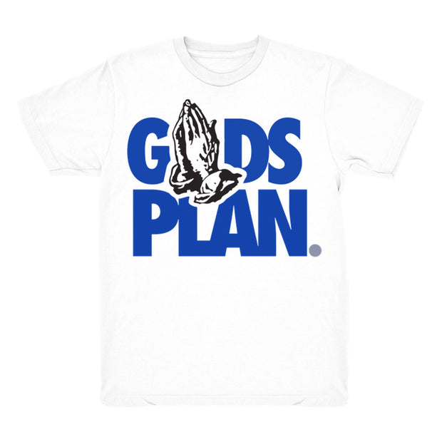 Youth 3 Racer Blue shirt | Drake Gods Plan - Retro 3 Racer Blue 2021 / White tee shirts